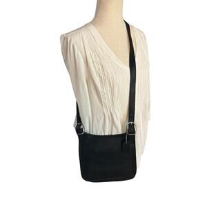 Vintage Coach Hippie Crossbody Saddle Flap Bag Black Leather EUC